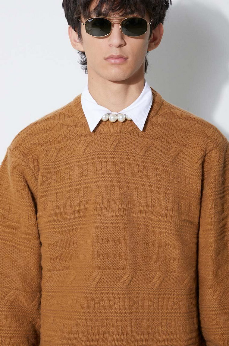 Ader Error sweter wełniany Seltic Knit męski kolor brązowy ciepły BMADFWKT0305