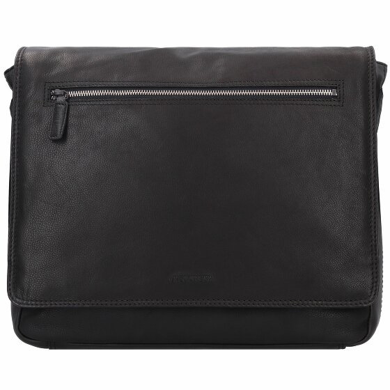 Jack Kinsky Brisbane 5 Messenger Leather 39 cm Laptop Compartment schwarz