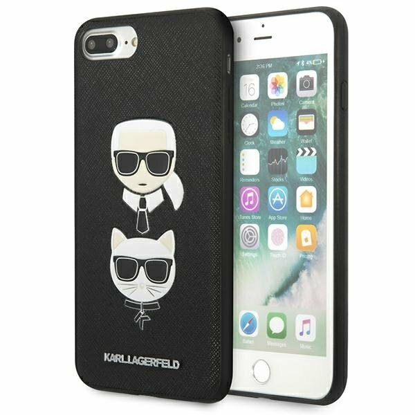 Karl Lagerfeld KLHCI8LSAKICKCBK iPhone 7 Plus / 8 Plus czarny/black hardcase Saffiano Ikonik Karl&Choupette Head