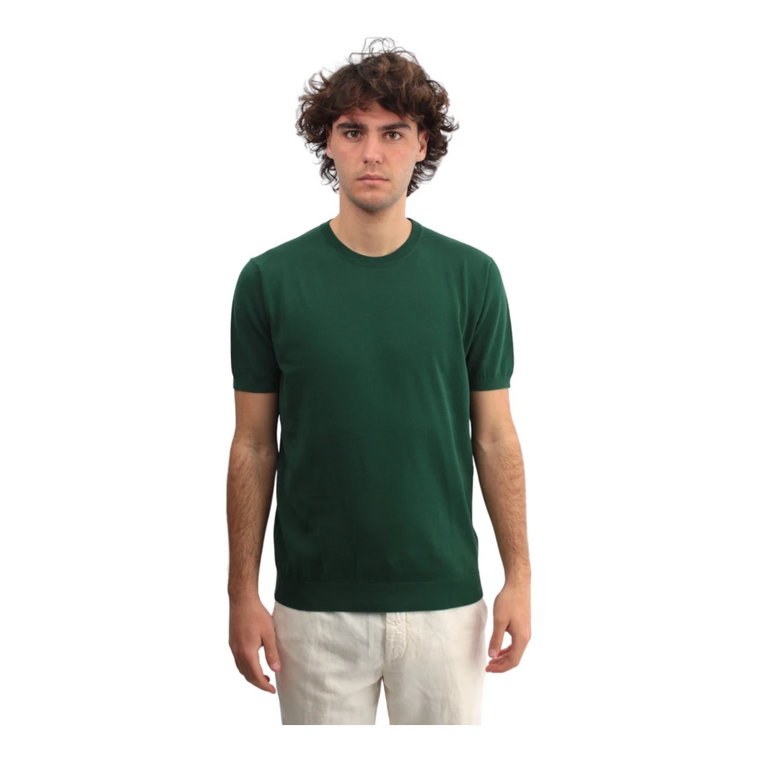 Zielony T-shirt z okrągłym dekoltem Bawełna Krótki rękaw Kangra