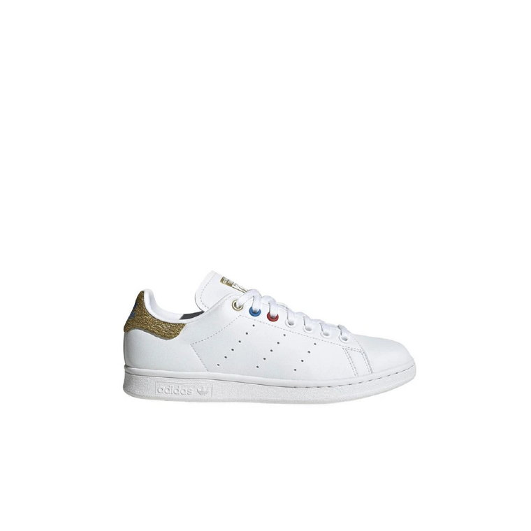Białe Skórzane Sneakersy Stan Smith W z Logo Adidas Originals