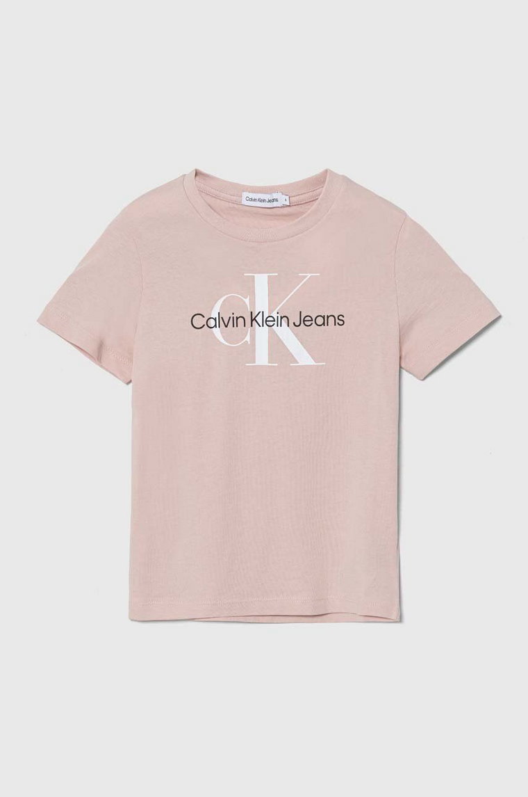 Calvin Klein Jeans t-shirt bawełniany dziecięcy kolor różowy z nadrukiem
