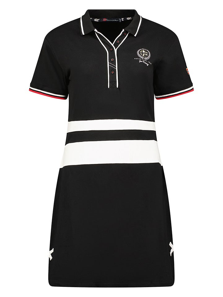 Geographical Norway Sukienka polo "Kyliane" w kolorze czarno-białym