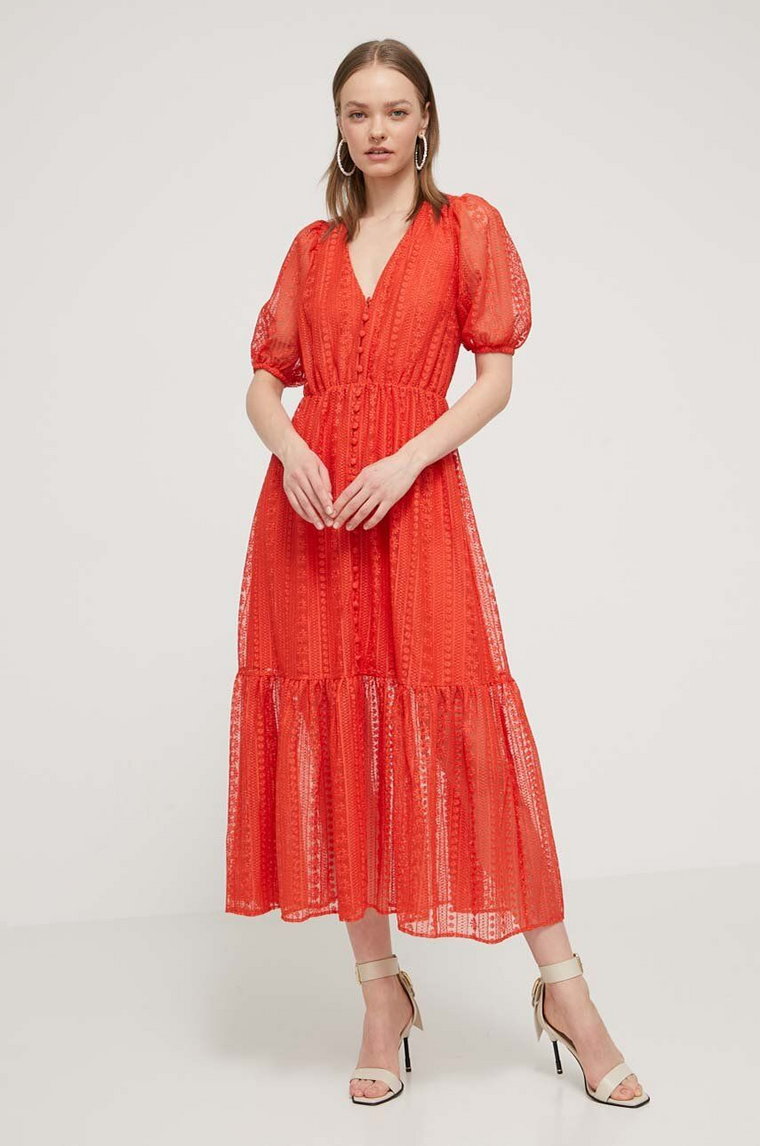 Desigual sukienka OTTAWA kolor czerwony maxi rozkloszowana 24SWVW05