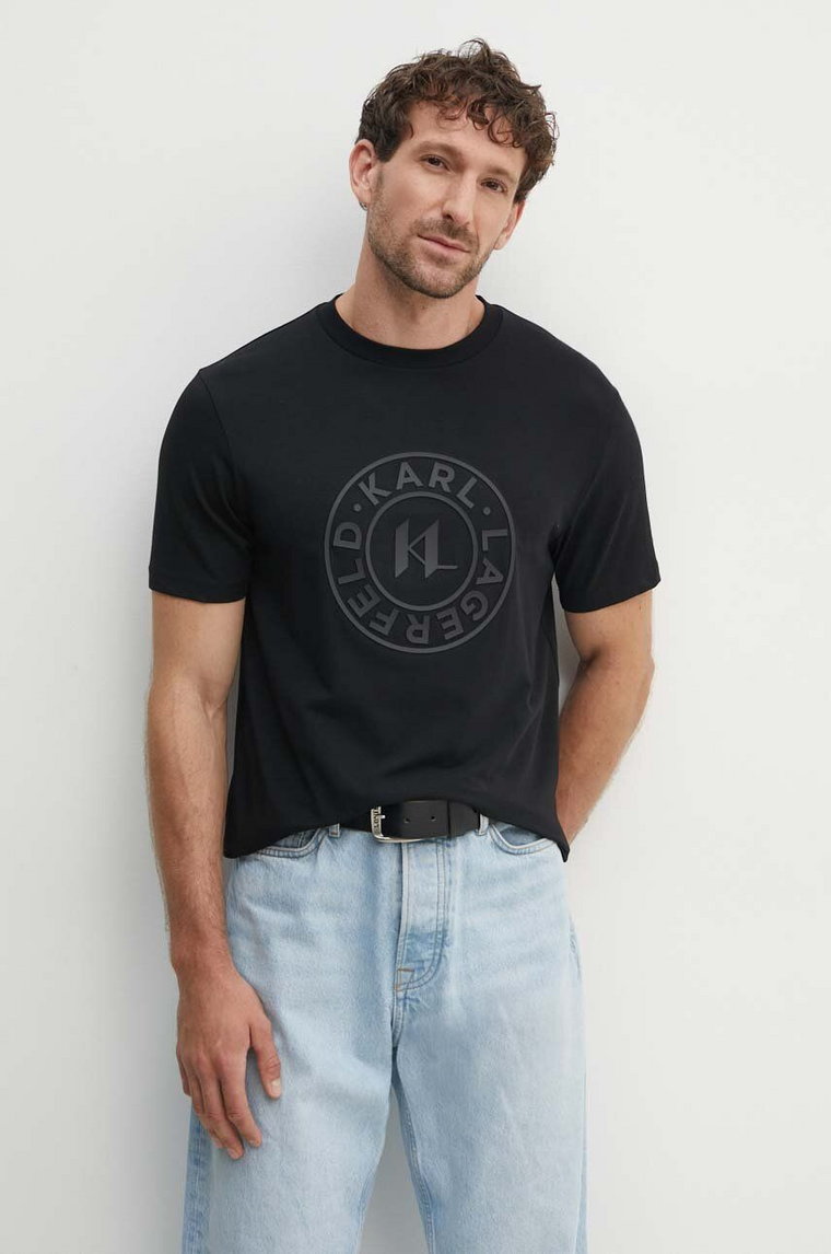 Karl Lagerfeld t-shirt męski kolor czarny z aplikacją 543221.755080