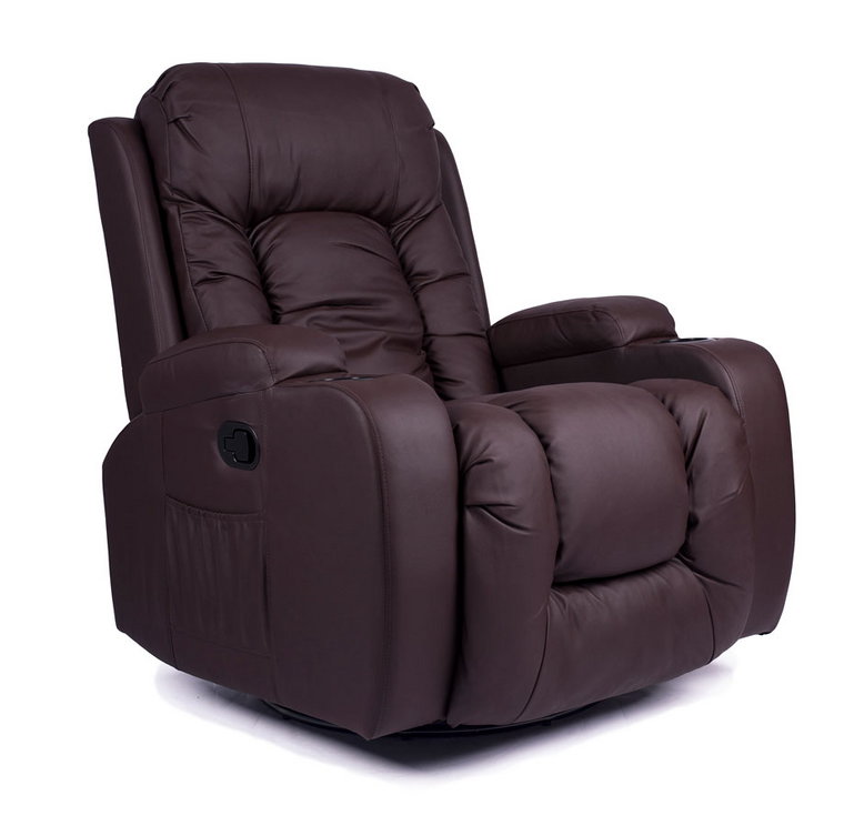 Ciemnobrązowy fotel masujący z podnóżkiem - Imar 3X