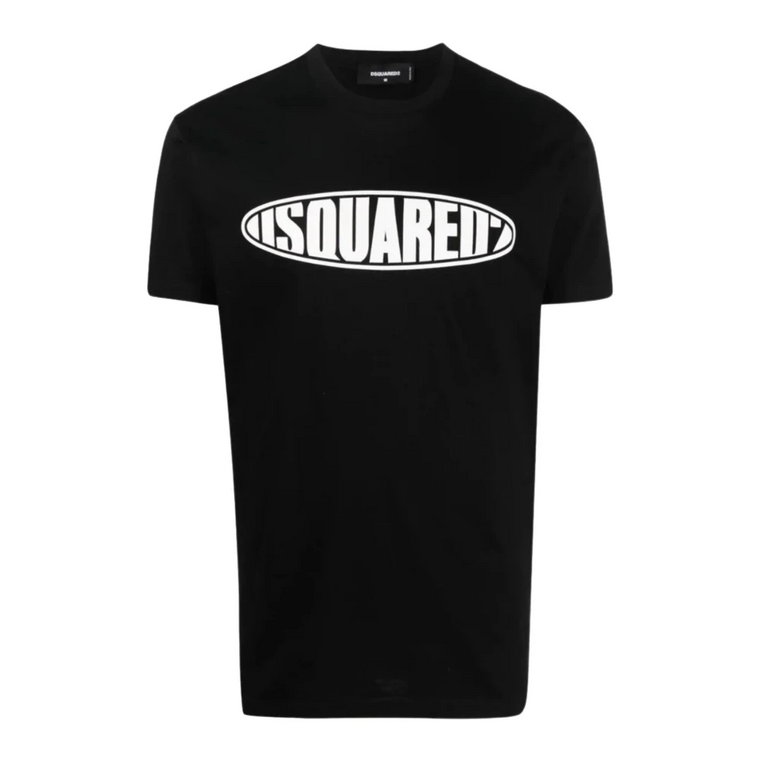 Czarna koszulka z bawełny z logo Dsquared2