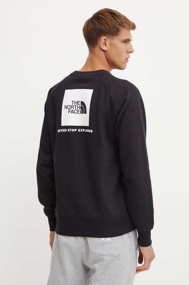 The North Face bluza Raglan Redbox Crew męska kolor czarny z nadrukiem NF0A89FAJK31