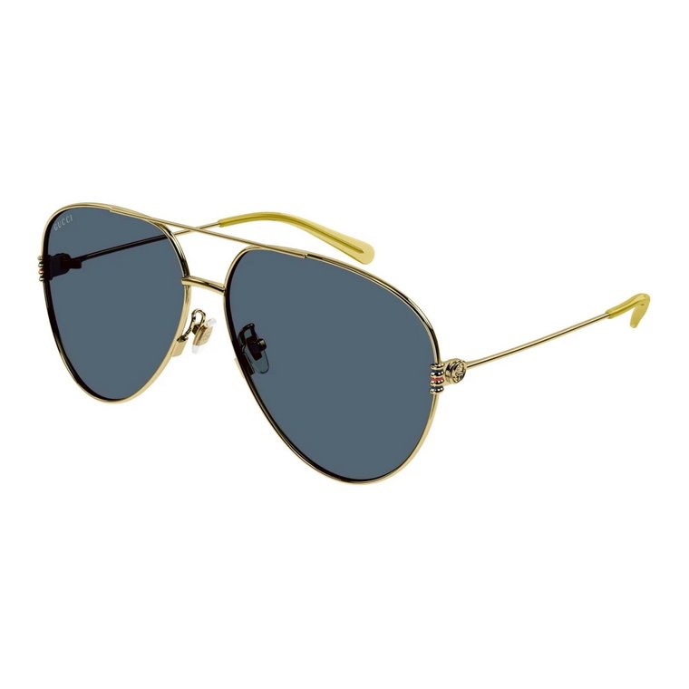 Złote/Niebieskie Metalowe Okulary Przeciwsłoneczne Gucci
