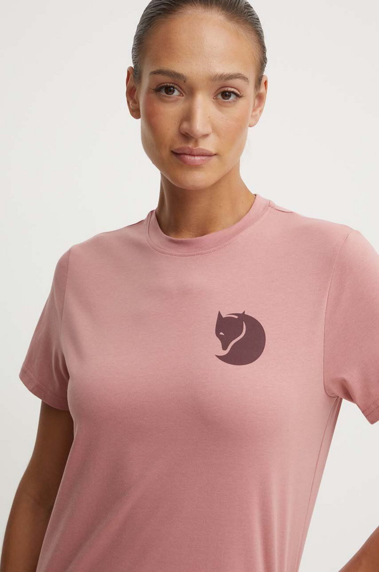 Fjallraven t-shirt Fox Boxy Logo damski kolor różowy F87153