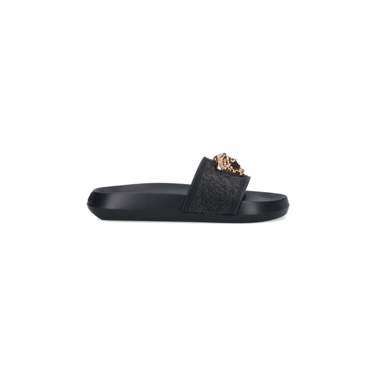 Czarne Slides Sandały Versace