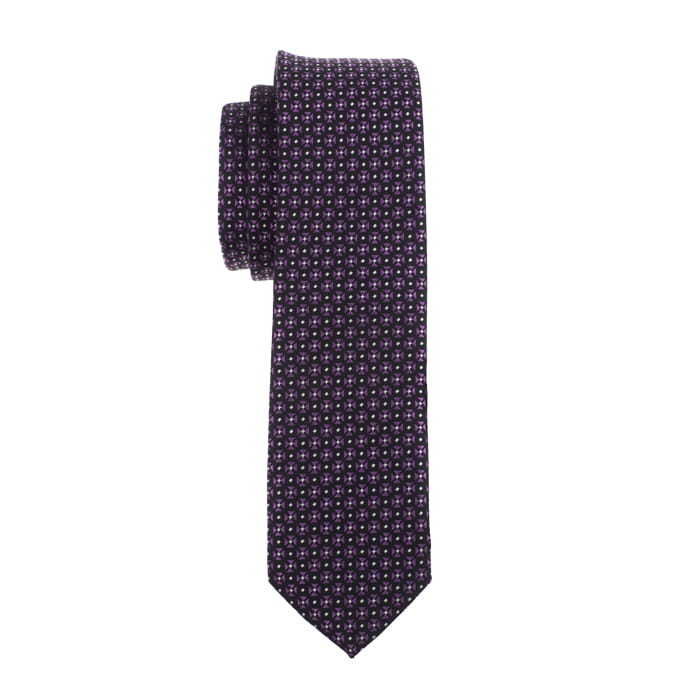 Krawat wąski czarno-fioletowy w mikrowzór EM 28