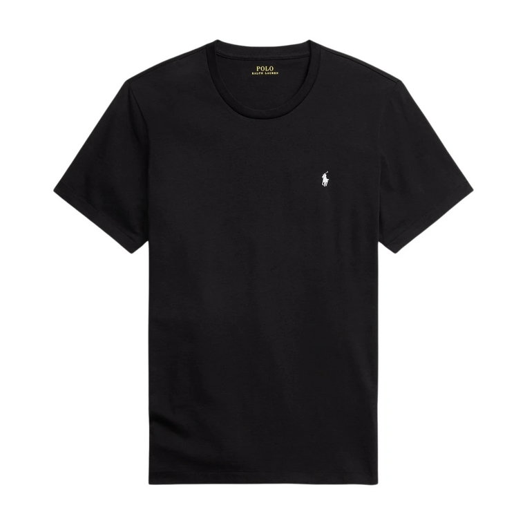 Klasyczna Czarna Bawełniana Koszulka dla Mężczyzn Ralph Lauren