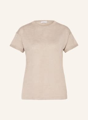 Brunello Cucinelli T-Shirt Z Dodatkiem Kaszmiru IBłyszczącą Przędzą beige