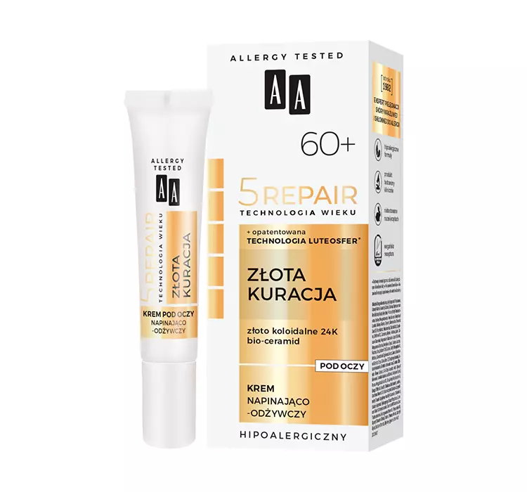 AA 5 REPAIR 60+ ZŁOTA KURACJA NAPINAJĄCO-ODŻYWCZY KREM POD OCZY 15ML