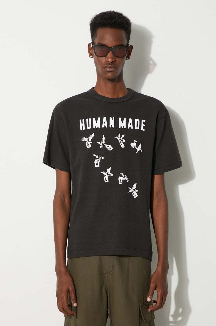 Human Made t-shirt bawełniany Graphic męski kolor czarny z nadrukiem HM27TE017