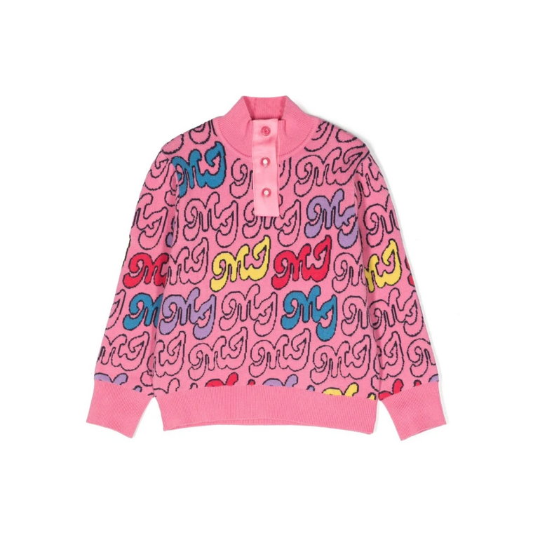Różowy Sweter z Logo Intarsia dla Dzieci Marc Jacobs