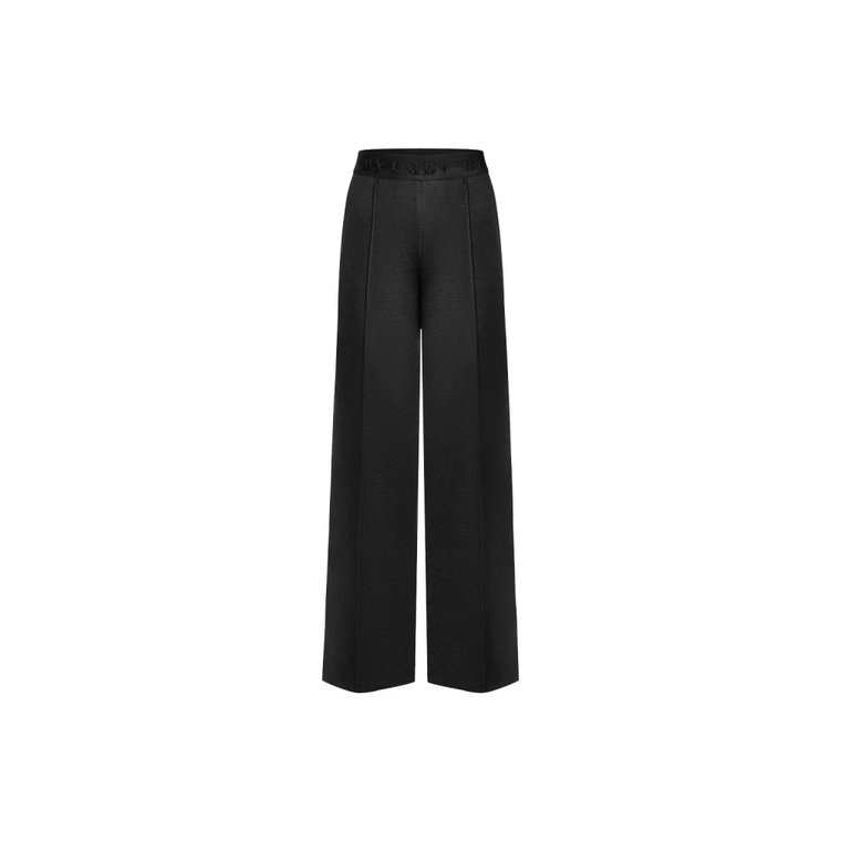 Czarne Spodnie z Technowłókna z Elastycznym Pasem Cambio