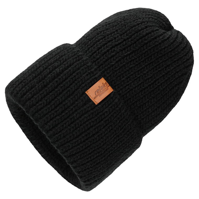 Czarna Zimowa Czapka Damska Typu Beanie