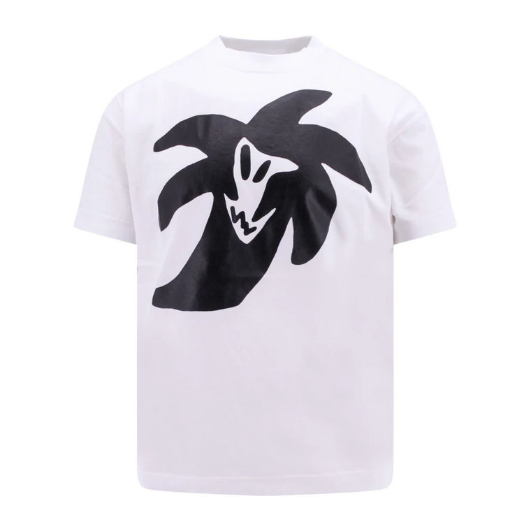 Biała koszulka z okrągłym dekoltem dla mężczyzn - kolekcja Aw23 Palm Angels
