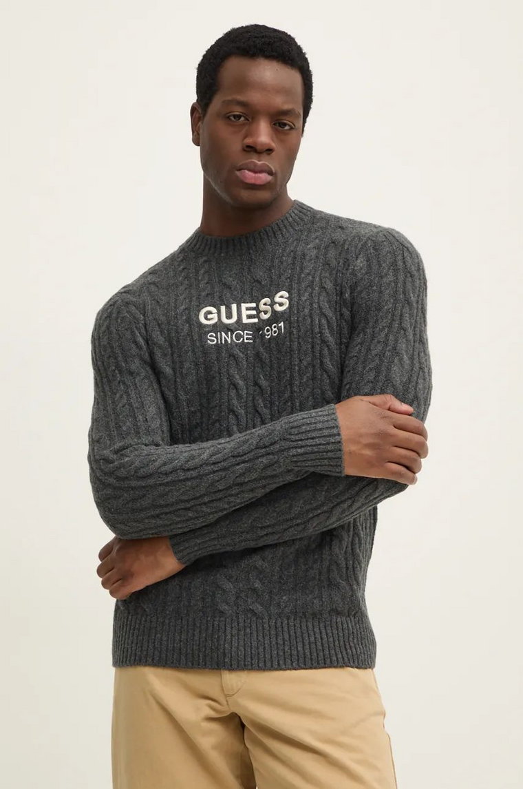 Guess sweter z domieszką wełny ELWYN męski kolor szary  M4BR11.Z3HA2