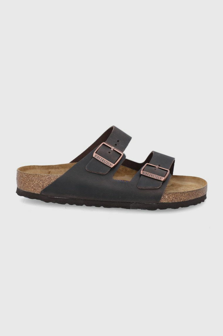 Birkenstock klapki skórzane Arizona 452761 męskie kolor brązowy