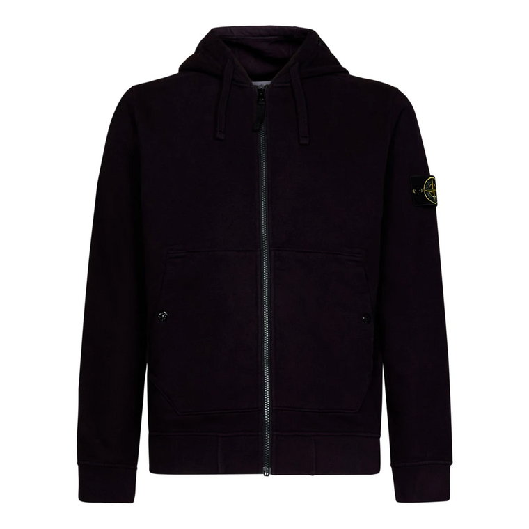 Fioletowy Sweter z Zamkiem i Kapturem Stone Island