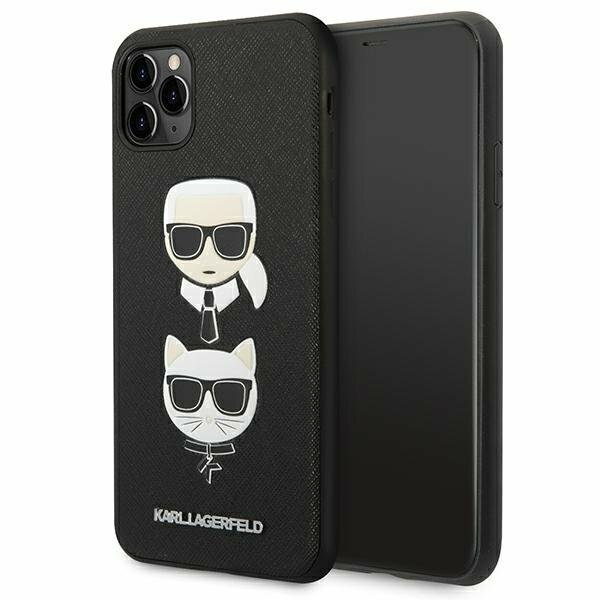Karl Lagerfeld KLHCN65SAKICKCBK iPhone 11 Pro Max 6,5" czarny/black hardcase Saffiano Ikonik Karl&Choupette Head