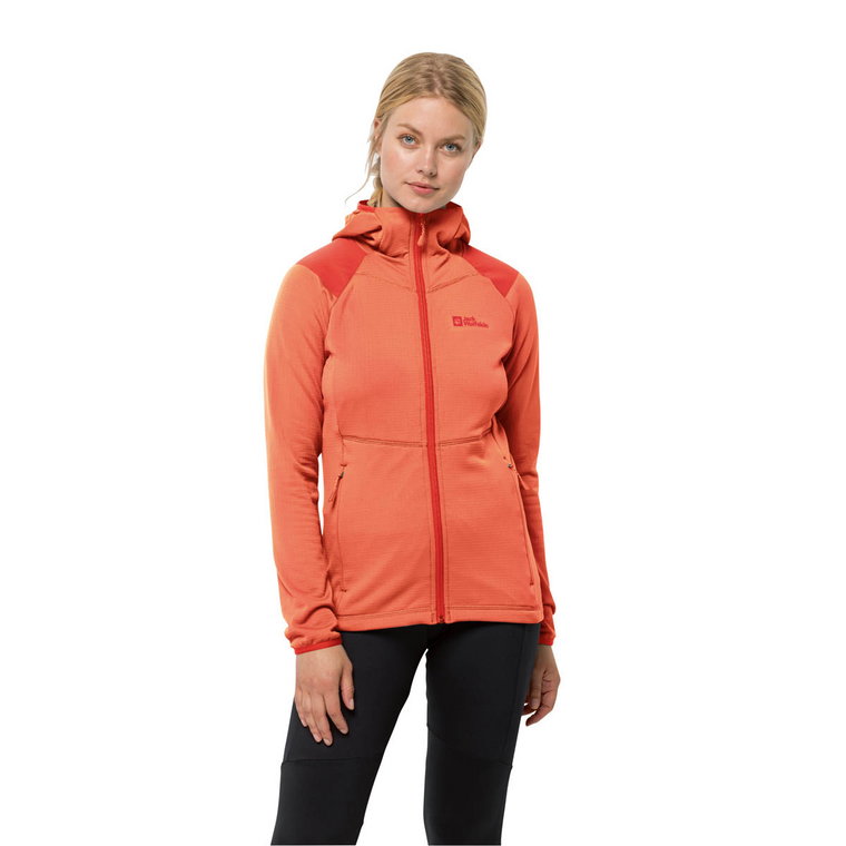 Bluza polarowa damska Jack Wolfskin KOLBENBERG HOODED FZ W guave - XS