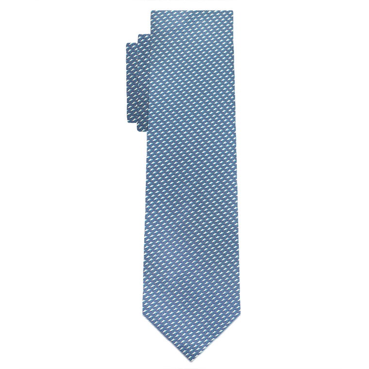 Krawat jedwabny błękitny w mikrowzór EM 25