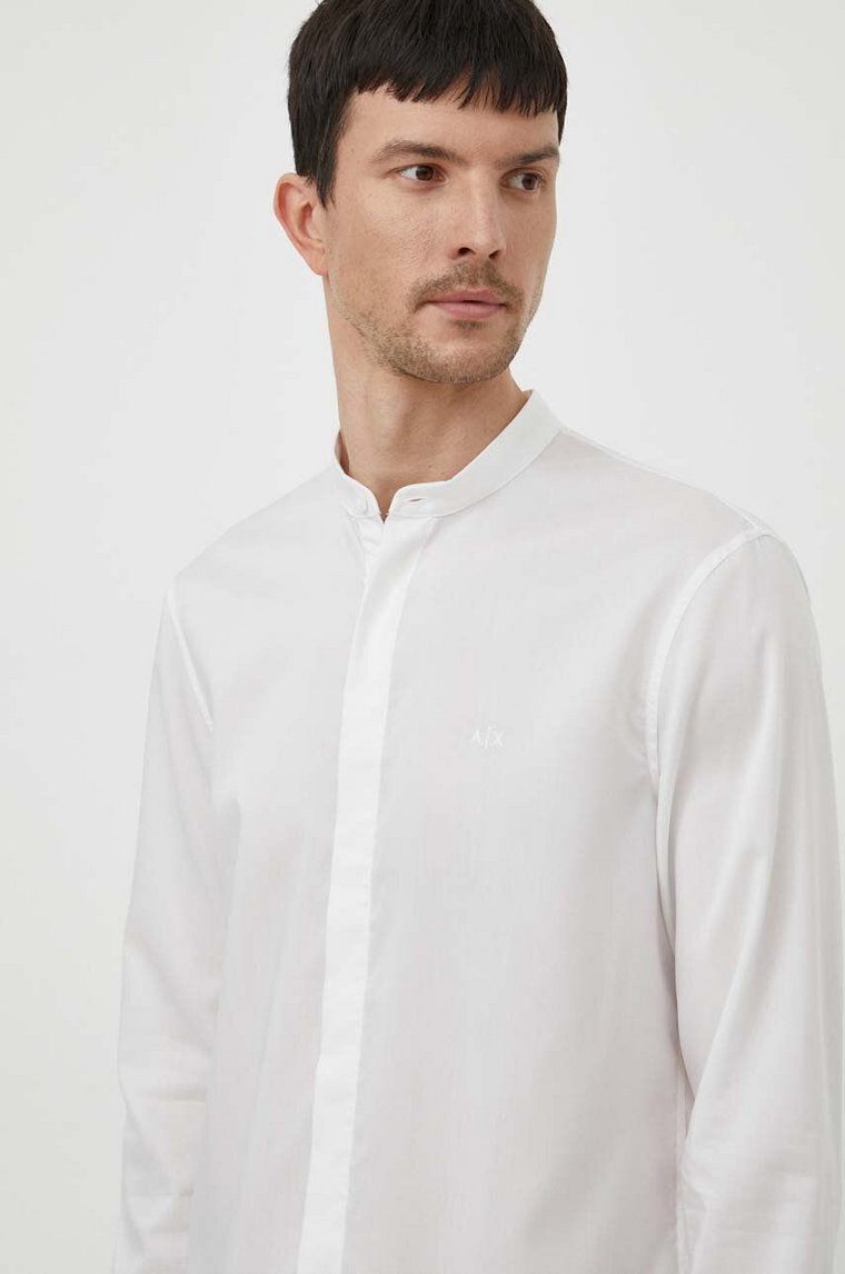 Armani Exchange koszula męska kolor biały regular ze stójką 3DZC19 ZN4CZ