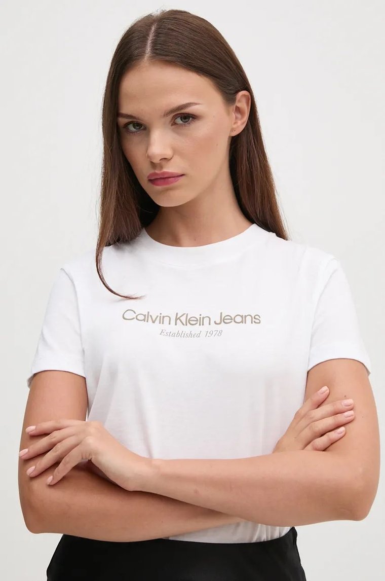 Calvin Klein Jeans t-shirt bawełniany damski kolor biały J20J224914