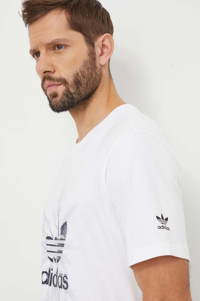adidas Originals t-shirt bawełniany męski kolor biały z nadrukiem IR9438