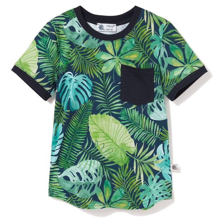 T-shirt z kieszonką Zielona monstera 140/146