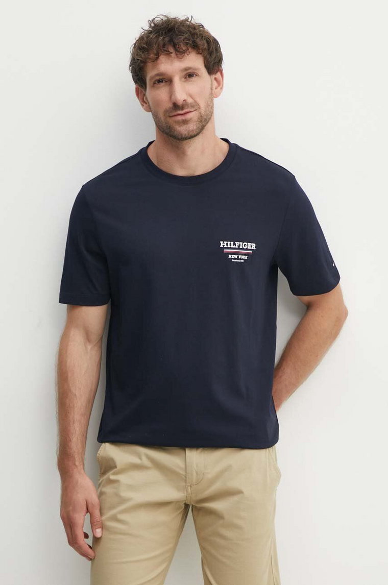 Tommy Hilfiger t-shirt bawełniany męski kolor granatowy z nadrukiem MW0MW36208