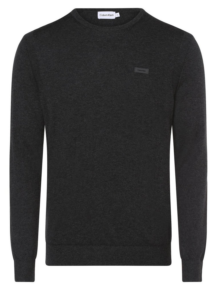 Calvin Klein - Sweter męski z dodatkiem jedwabiu, szary