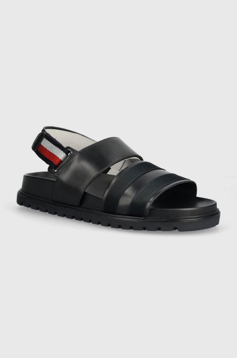 Tommy Hilfiger sandały skórzane ELEVATED STRAPPY SANDAL męskie kolor granatowy FM0FM05008