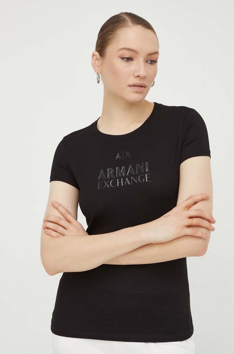 Armani Exchange t-shirt bawełniany damski kolor czarny 3DYT11 YJG3Z