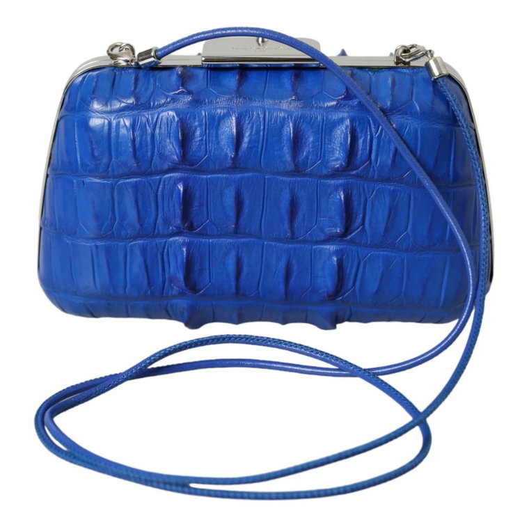 Elektryczny Niebieski Kufer ze Skóry Krokodyla Balenciaga
