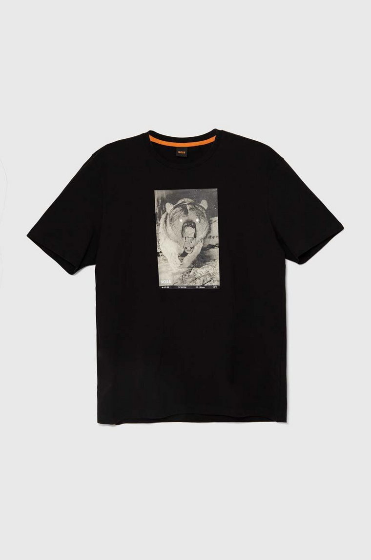 Boss Orange t-shirt bawełniany męski kolor czarny z nadrukiem 50522894