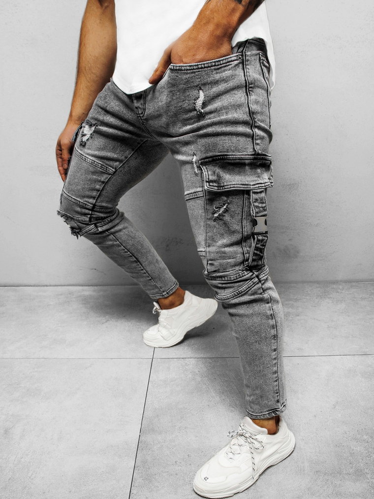 Spodnie jeansowe męskie szare OZONEE O/B5721Z