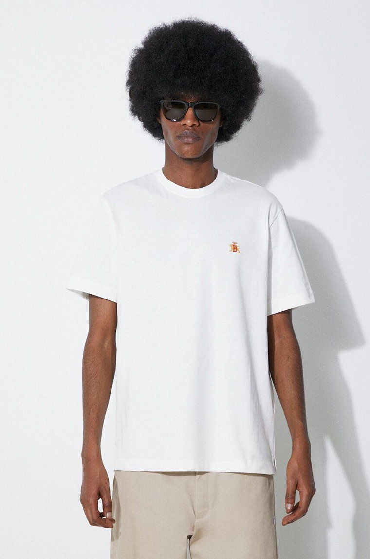 Baracuta t-shirt bawełniany Logo męski kolor biały gładki BRTEE0015