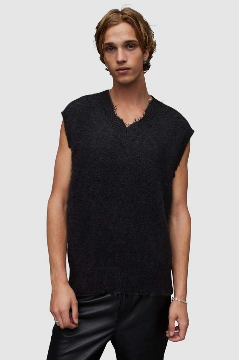 AllSaints sweter wełniany Albans męski kolor czarny