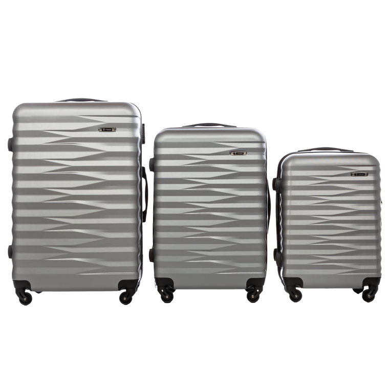 Zestaw 3 walizki podróżne z ABS-u  VEZZE zebra SREBRNE
