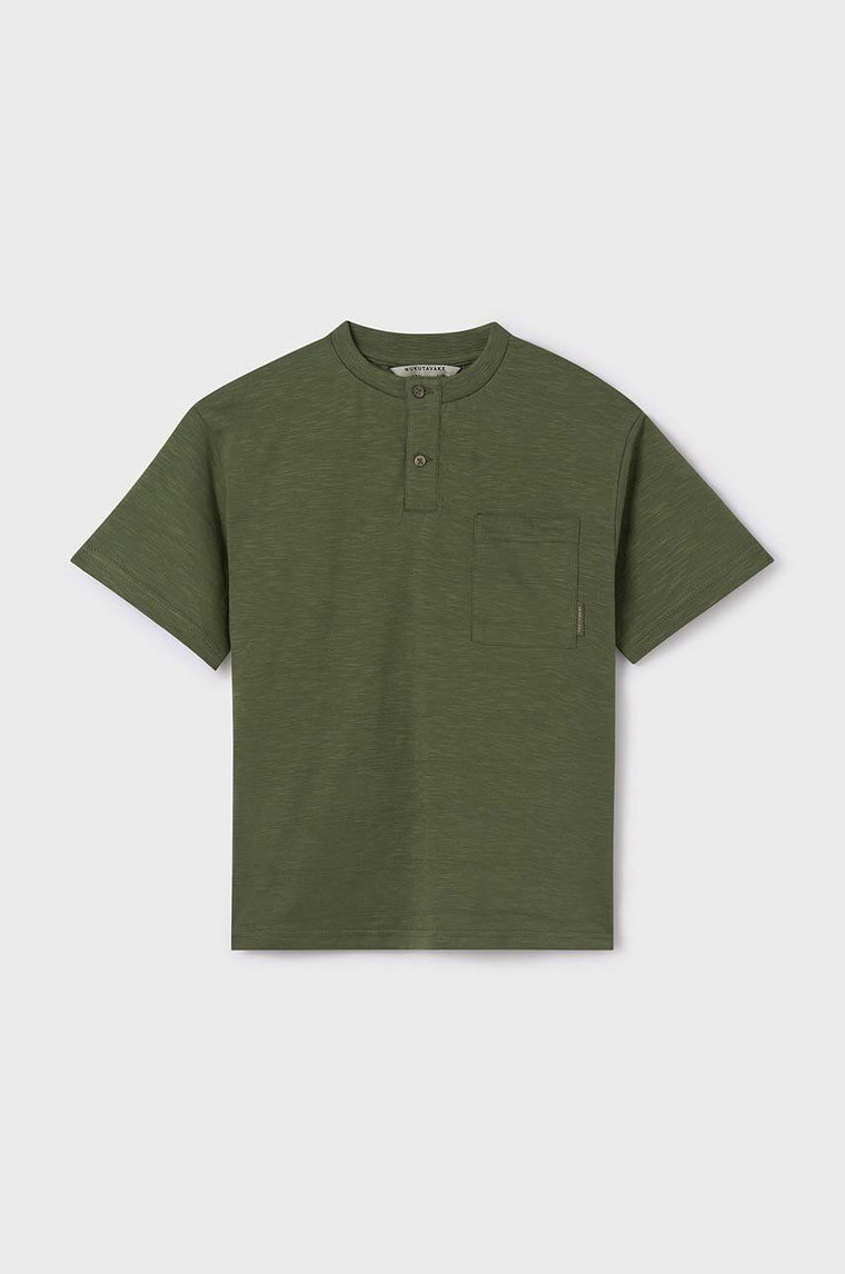 Mayoral t-shirt bawełniany kolor zielony gładki