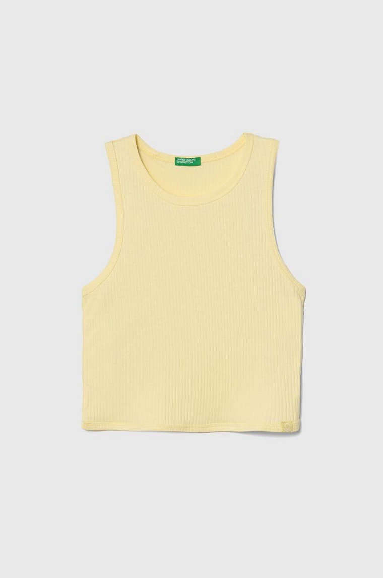 United Colors of Benetton top bawełniany dziecięcy kolor żółty