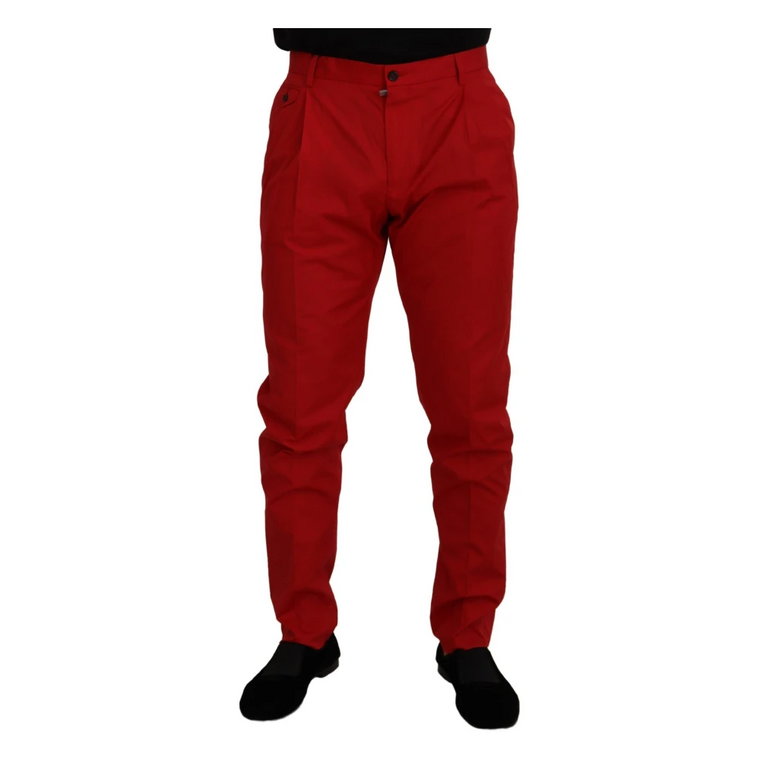Czerwone Bawełniane Spodnie Jeans Dolce & Gabbana