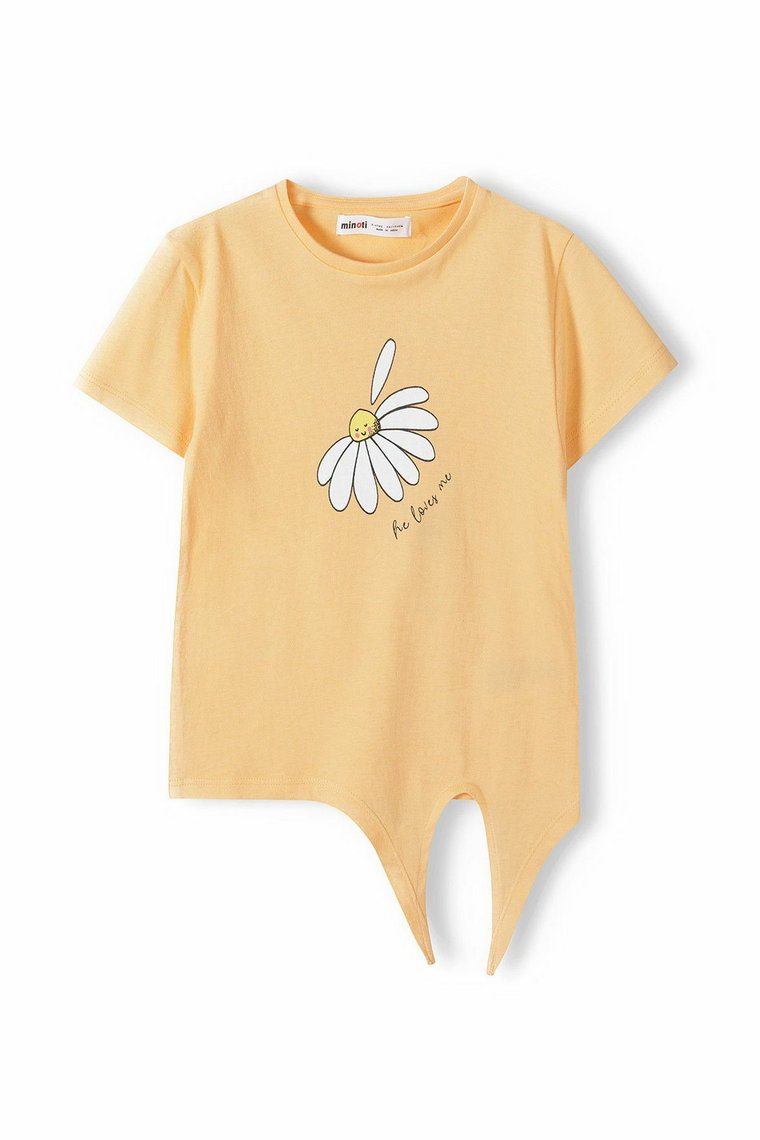 Pomarańczowa koszulka bawełniana niemowlęca z wiązaniem