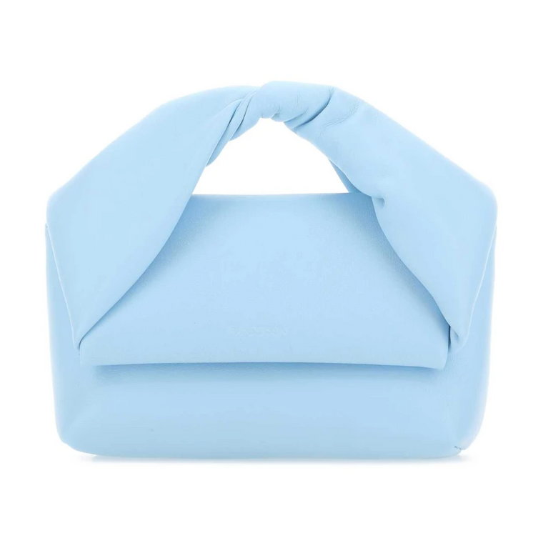 Elegancka jasnoniebieska skórzana torebka midi Twister JW Anderson