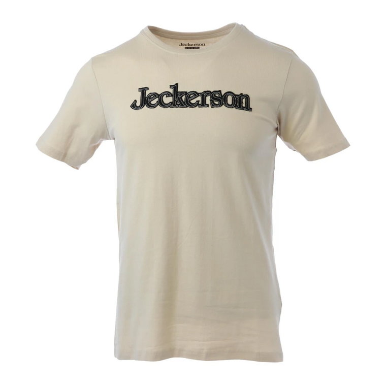 Beżowy T-shirt Slim Fit z nadrukiem Jeckerson